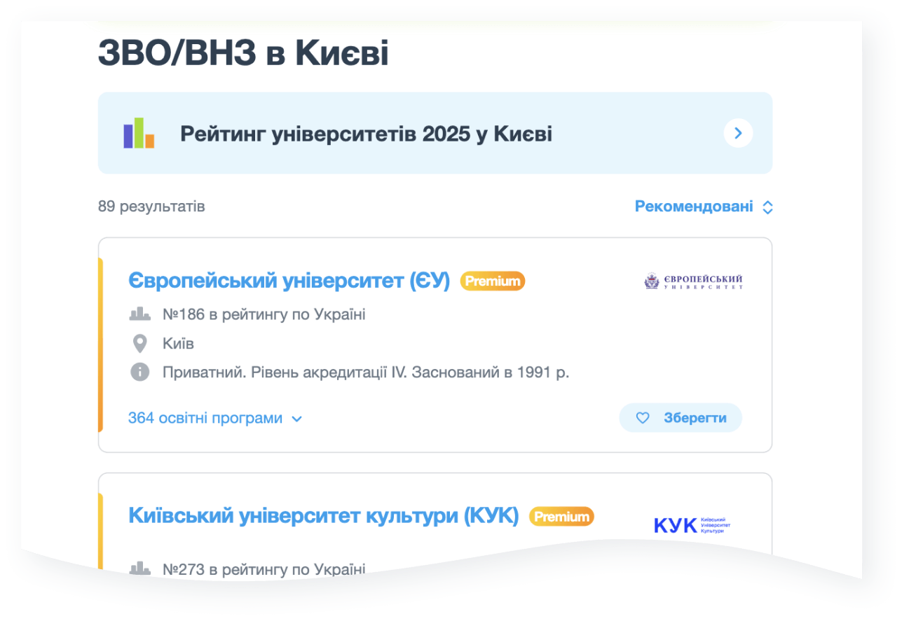 Керуйте сторінкою закладу – Знайдіть заклад у каталозі