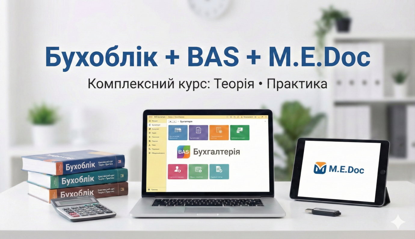 Бухгалтерський облік + BAS Бухгалтерія + М.Е.DOC