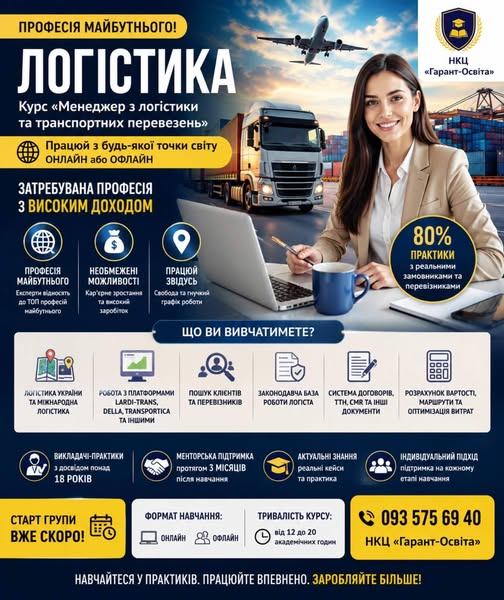 Розпочато набір на курс: «Логістика. Менеджер з логістики, диспетчер автотранспортних перевезень»