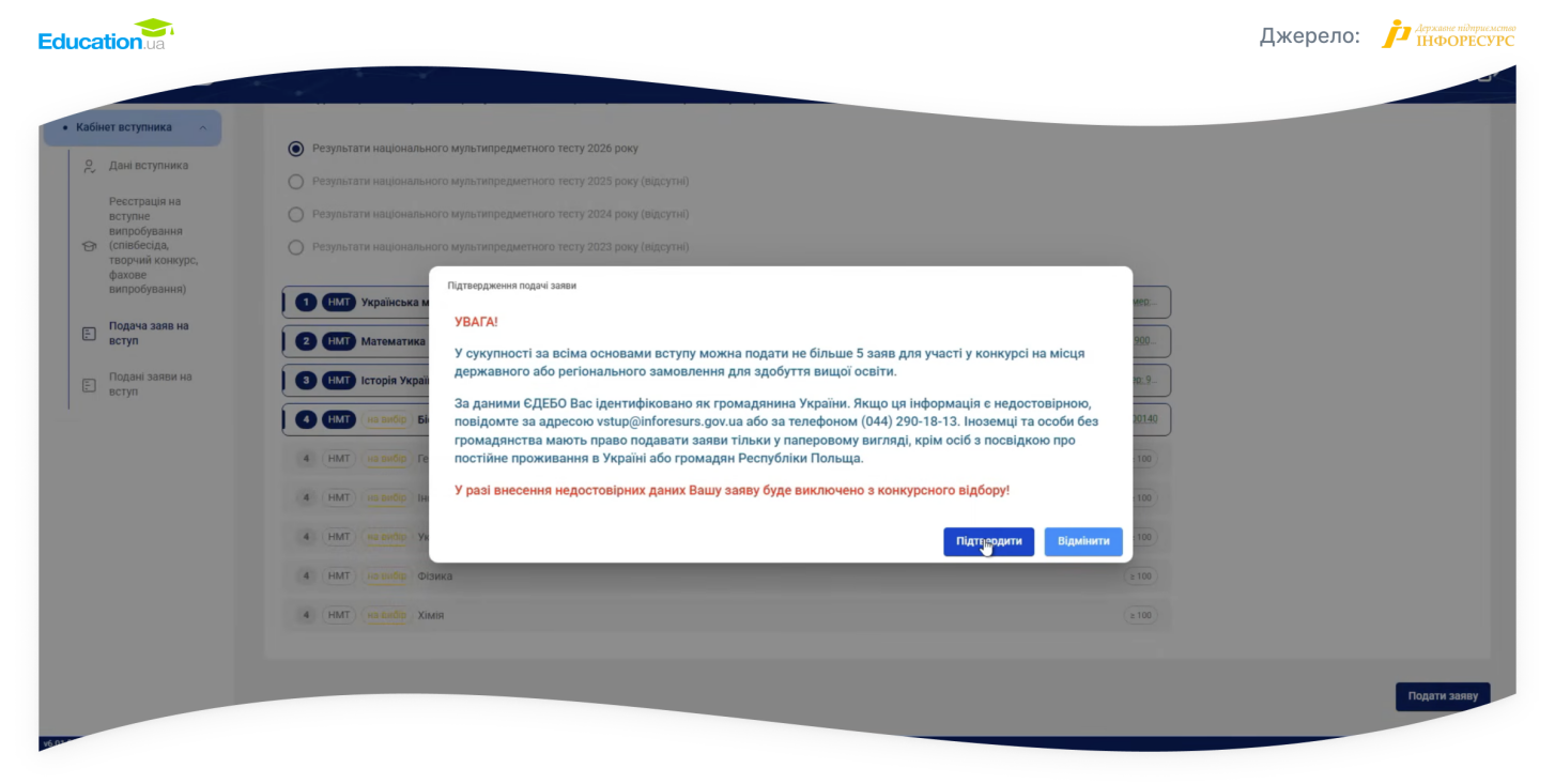 Подача документів на вступ 2026 Подача документів на вступ 2026